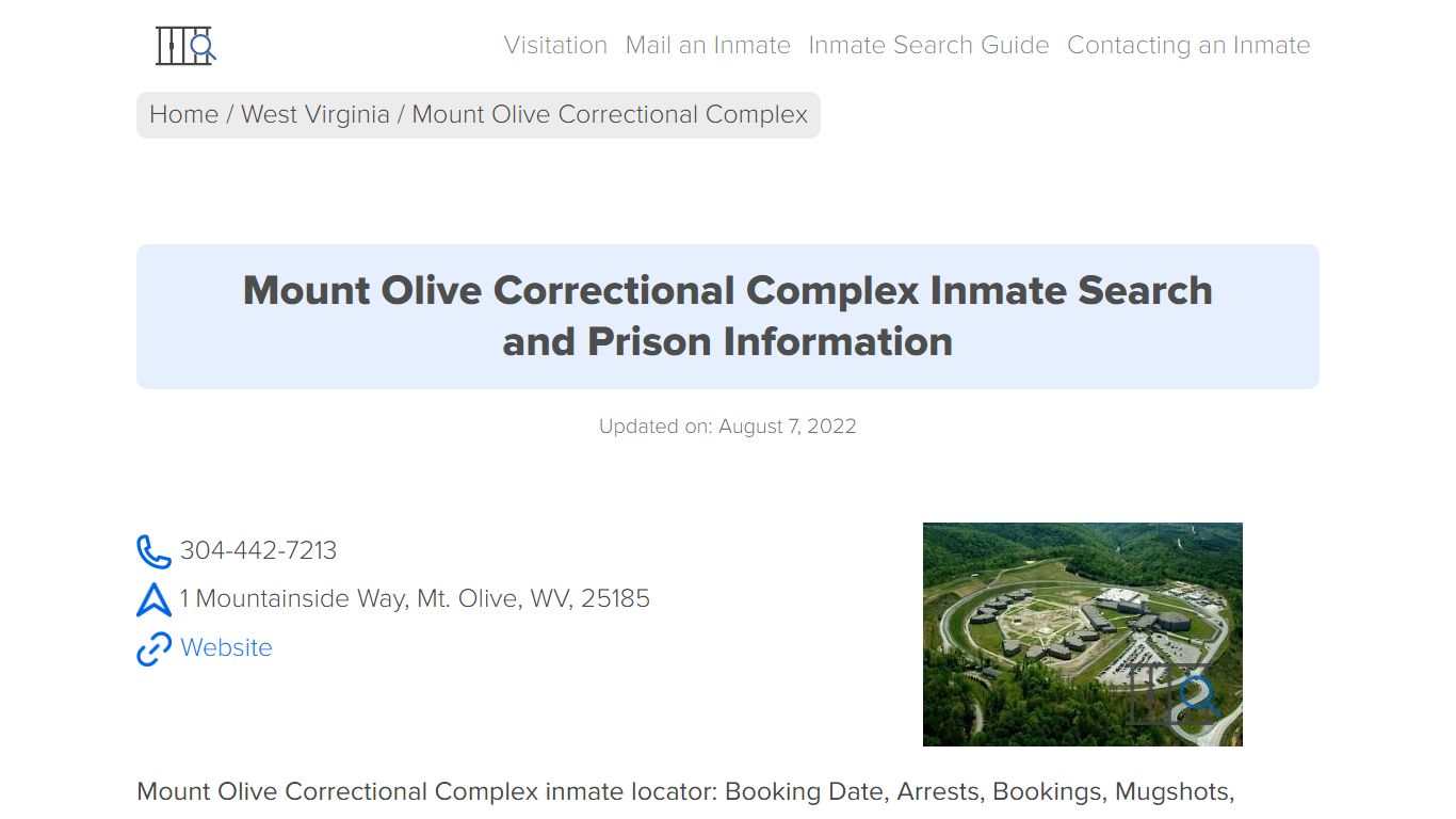 Mount Olive Correctional Complex Inmate Search, Visitation ...